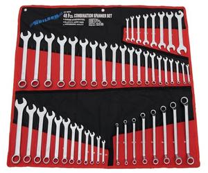Neilsen CT0876 48pc Mixed Spanner Set-Material: CRV | Types: Combination, DOE, Ring and SAE Spanners | Metric 6-25mm | Imperial 1/4"-1" | Nickel Plated Full Polish
