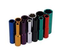Neilsen Socket Set CT0906 - 1/4-Inch Deep Sockets with Drive Plus Wall Rail, Multi-Colour (12-Piece)