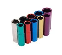 10 Piece Multi Coloured Long Socket Set, 1/2" Drive + Wall Rail