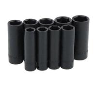 9 PIECE 3/8" DEEP IMPACT SOCKET SET ON RAIL