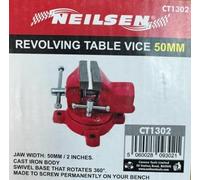 Neilsen CT1302 Heavy Duty Swivel Base Vice - 2in / 50mm Width | Bench Vice with 360 Degree Rotating Base | Smooth Jaw Operation | Ideal for Metalworking, Woodworking, Automotive Workshop Applications