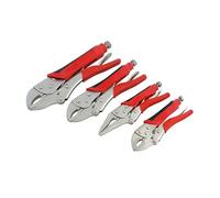 Neilsen CT1438 4pc Locking Plier Grip Wrench Set - Curved Jaw | Sizes: 140mm, 185mm, 220mm | Long Nose 175mm | Quick Release Lever | Thumb Screw Adjustment for Gripping and Clamping