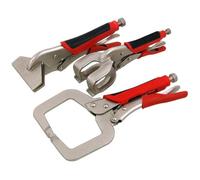Neilsen CT1460 3pc Welding Clamp Set Locking Pliers Set Sheet Metal Clamp 245mm Welding Clamp 225mm Locking C-Clamp 275mm Nickel Plated Body Thumb Screw Adjustment