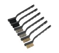 Neilsen CT1542 6pc Hand Wire Brush Set - Nylon, Brass and Steel Bristles with PVC Handles - 175mm Long
