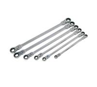 neilsen CT3037 Extra Long Flexi-Head Ratchet Spanner Set - Silver