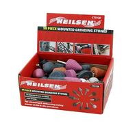 Neilsen CT3128 50pc Mounted Grinding Stones - 10 Assorted Shapes and Sizes with 6mm Shanks for Cleaning and Deburring