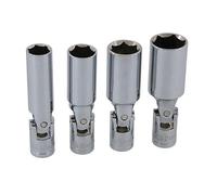 Neilsen CT4004-4pc 3/8in Dr Spark Plug Socket Set with Universal Joint, 14mm 16mm 18mm 21mm Sockets, Chrome Vanadium, Ideal for Hard-to-Reach Spark Plugs