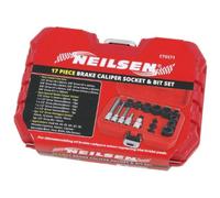 Neilsen CT5571-17pc Brake Calliper Socket & Bit Set | Impact Hex Bits 1/4 & 3/8" | Pentagon 1/2" Bit & Sockets | Ideal for disassembling Brake Calliper | Compatible with Audi, Compatible with Porsche