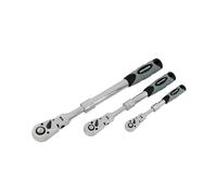 Neilsen CT5797 3pc Extending Ratchet with 18 Degree Swivel Head Set - Includes 1/4in, 3/8in, and 1/2in Drive with 72 Tooth Mechanism