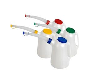 Neilsen CT5922 4pc Oil Jug Set - 5 Litre Capacity, Colour-Coded Dust Caps, Removable Spout - Ideal for Engine Oil, Brake Fluid, and Non-Acidic Fluids