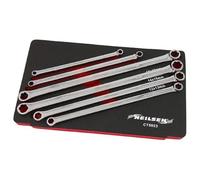 Neilsen CT5923 6pc Extra Long Ring Spanner Set - Chrome Vanadium - Sizes 8-19mm with Extractor Ends - Foam Tray for Tool Box