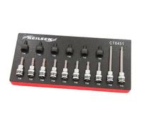 Neilsen CT6451-16pc 3/8in Drive T30 Star Bit Socket Set - Ideal for Automotive & Mechanical Use - 30mm, 50mm, 100mm - CRV & CRMO Steel