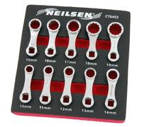 Neilsen CT6453 10pc Torque Adaptor Spanner Set 10-19mm CRMO | 10pc torque adaptor spanner set, 10mm to 19mm sizes, CRMO, suitable for limited access applications, use with torque wrenches