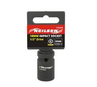 Neilsen CT6478 1/2in Dr Chrome-Molybdenum Impact Socket 18mm - 6 Point Single Hex, Height 38mm