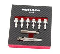 Neilsen CT6594 8pcs Brake Caliper Bleed Nipple Set - Repair Range M5-M8 | 8.5mm Drill | 1/8in BSP28 Tap | 1/8in BSP28 x30mm Inserts