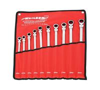 Neilsen CT6618 10-Piece Extra Long Flexible Ratcheting Spanner Set - Metric Combination Wrenches (10-19mm) with 72 Teeth (5° Opening Angle), Flexhead and Gear Ratchet, in Durable Pouch