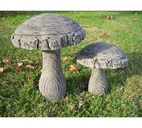 neilsstonecraft Cast Stone Woodland Mushroom Garden Ornaments - Set of 2 Decorative Toadstools (Large 27cm, Small 18cm) for Garden, Patio or Lawn - Heavy Duty Outdoor Decor