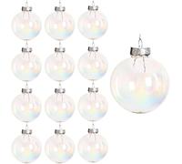 Neioaas 12PCS 2.36'' Clear Christmas Plastic Iridescent Ball Ornament - Fillable Rainbow Ball Decoration Hanging Baubles DIY Halloween Bubble Witch Magic Cauldron Pot for Christmas Wedding Party(60MM)