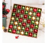 Neioaas 49 PCS Mini Christmas Ball Ornaments for Mini Tree - 3cm/1.18" Christmas Tree Hanging Ornament Balls, Traditional Red Green Gold Xmas Baubles Set, Xmas Decorations for Family Birthday Party