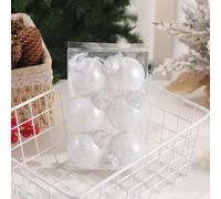 Neioaas 60MM Clear Iridescent Plastic Ball 12-Piece Ornament Set (White)