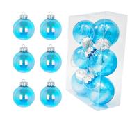 Neioaas 60MM Iridescent Plastic Ball - 6PCS Xmas Ornament Balls Set, Plastic Iridescent Decorative Hanging Ornaments for Xmas Tree Wedding Valentine's Day Party Decorations (Blue)