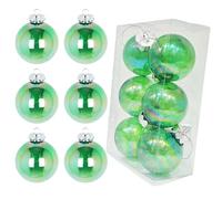 Neioaas 60MM Iridescent Plastic Ball - 6PCS Xmas Ornament Balls Set, Plastic Iridescent Decorative Hanging Ornaments for Xmas Tree Wedding Valentine's Day Party Decorations(Green)