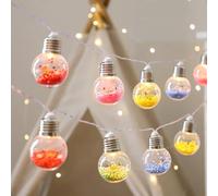 Neioaas Christmas Tree String Light -10 LED Vintage Xmas Bubble Lights,6.6FT Battery Operated Retro Unique Christmas Doll Lights for Indoor&Outdoor Holiday Decor,Porch Balcony Office Decor (D)