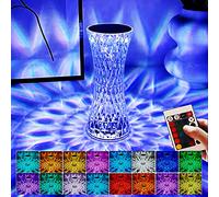 Neioaas Crystal Diamond Table Lamp, Touch Control Bedside Lamp with Remote Control, Acrylic Rose Crystal Lamp, 16-Color Changing Creative Romantic Rose Acrylic LED Light for Bedroom Living Room
