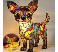 Neioaas Dachshund Lamps-Retro Dogs Stained Resin Tabletop Night Light, Dog Series Art Night Light, 3D Cute Pet Dogs Themed Lamp Stained Glass LED Table Lamps, Fun Gift for Dog Lovers (Chihuahua)