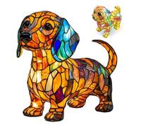 Neioaas Dachshund Lamps - Retro Dogs Stained Resin Tabletop Night Light, Dog Series Art Night Light, 3D Cute Pet Dogs Themed Lamp Stained Glass LED Table Lamps, Fun Gift for Dog Lovers (Dachshunds)