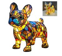 Neioaas French Bulldog Lamps - Retro Dogs Stained Resin Tabletop Night Light, Dog Series Art Night Light, 3D Cute Pet Dogs Themed Lamp Stained Glass LED Table Lamps, Fun Gift for Dog Lovers