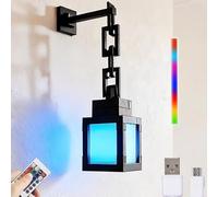 Neioaas Pixelated Lantern Night Lamp - 16 Color Changing Hanging Lantern Lamp, Rechargeable LED Wall and Table Decoration for Boys, Girls, and Adults, Playroom and Bedroom Decoration