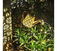 Neioaas Watering Can Lights, Solar LED Lantern Outdoor Fairy Light Hanging Waterproof,Decorative Retro Metal Solar Shower Lights for Garden Table Patio Yard Pathway Walkway(with Bracket) (Daisy)