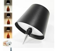 Neioaas Wireless Bottle Lamp,2025 New 3 Color Stepless Dimming Wireless Wine Bottle Lamp, USB Rechargeable Touch LED Wine Bottle Lights for Home,Bar,Camping,Travel (Black,1PC)