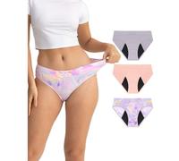 Neione Period Pants for Women Heavy Flow Plus Size Menstrual Underwear Soft Breathable Absorbency Briefs Pack of 3 Fairy 4XL