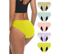 Neione Period Pants for Women Leakproof Menstrual Underwear Light Flow Comfort Bikini Knickers High Leg Washable Ladies Briefs 5 Pack Romance L