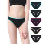 Neione Period Pants Menstrual Underwear Leakproof Bikini Knickers Women Plus Size Modal High Leg Brazilian 5 Pack Black XXL