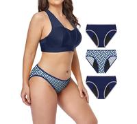 Neione Women Period Pants High Leg Bikini Briefs Soft Modal Menstrual Underwear Leakproof Brazilian Knickers 3 Pack Mosaic M