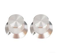 NEIQIUWING 2pcs Aluminum Knobs for Audio Volume Control, Fits 6mm Shaft Potentiometers (Silver)