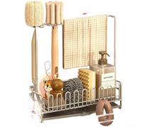 NEIQIUWING 304 Stainless Steel Narrow Dish Drainer Rack for Small Sinks, Compact 2-Tier Drying Rack with Sloped Tray, Space Saving Kitchen Organiser 21.5x9x8.6cm(D)