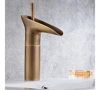 NEIQIUWING All Copper Retro Hot and Cold Water Basin Countertop Sink with Waterfall Function