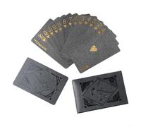 NEIQIUWING Black Gold Poker Cards Plastic Waterproof - for Premium Plastic Playing Cards for Blackjack Skat Rummy - Durable Card Deck for Professional Quality