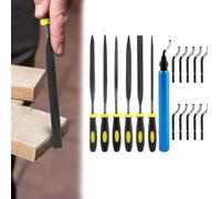 NEIQIUWING Deburring Tool Set with 6 Needle Files and 10 Blades for Wood, Plastic, Steel - Suitable for Aluminium