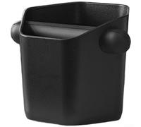 NEIQIUWING Espresso Knock Box Square with High Side Wall for Splash Guard Made of ABS Non-Slip Rubber Base Easy to Clean for Home and Office Coffee Machine Accessories (Black)