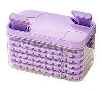 NEIQIUWING Ice Cube Tray with Storage Bin, 5-Layer Stackable Silicone Maker, 385-Cube Capacity with Dual-Button Release for Quick, Hygienic Ice(Purple)