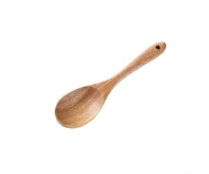 NEIQIUWING Kitchen Utensil Set Made of Solid Acacia Wood, Includes Spoon and Spatula, Smooth Handle without Coating, Suitable for Wok and Pan, Sustainable Home Warming Gift (Salad Spoon)