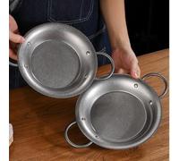 NEIQIUWING Large Frying Pan 24cm Stainless Steel Paella Cookware with Ergonomic Handles for Oven and Hob Use(24cm)