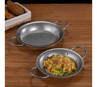NEIQIUWING Large Frying Pan 24cm Stainless Steel Paella Cookware with Ergonomic Handles for Oven and Hob Use(26cm)