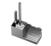 NEIQIUWING Long Handle Toilet Brush and Grout Brush Wall Mounted Bathroom Cleaning ABS+Nylon Grey