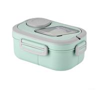 NEIQIUWING Microwave Safe Food Container 1200ml Divided into 3 Sections - Airtight Lunch Sandwich Boxes for Adults Kids - Leakproof Seal Meal Prep Box with Handle - Green Pink Blue White - (Green)